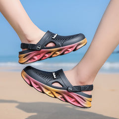 Women's Ombre Platform Clogs Hollow Out Closed Toe Sandals