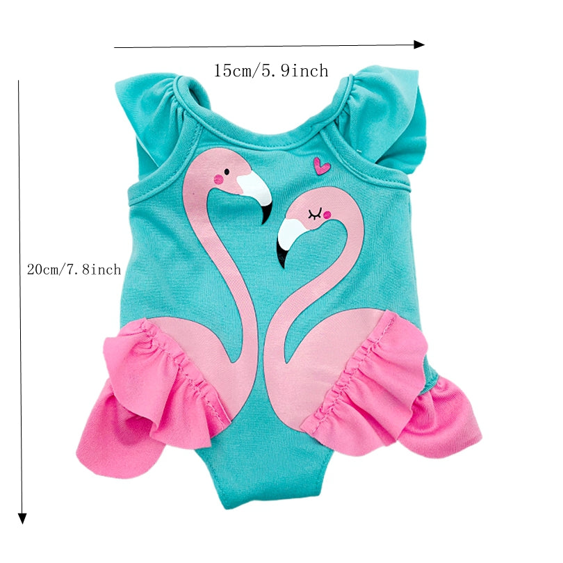 Sky Flamingo Pattern Swimsuit Doll Clothes Fit For 45 72 Cm Girl Doll