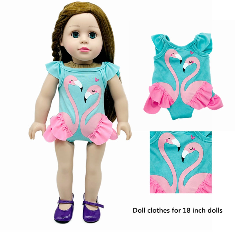 Sky Flamingo Pattern Swimsuit Doll Clothes Fit For 45 72 Cm Girl Doll