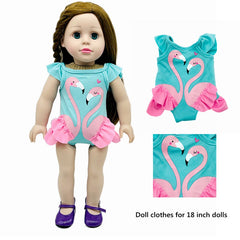 Sky Flamingo Pattern Swimsuit Doll Clothes Fit For 45 72 Cm Girl Doll