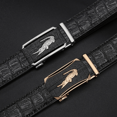 Men's Crocodile Print PU Leather Belt Automatic Buckle for Business
