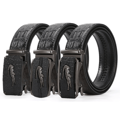 Men's Crocodile Print PU Leather Belt Automatic Buckle for Business