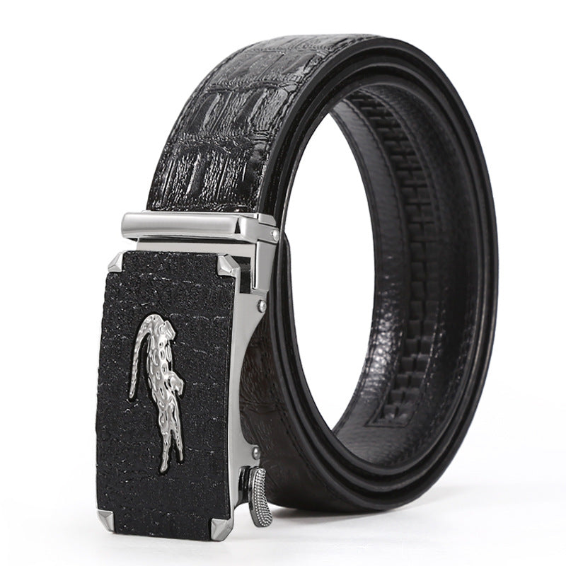 Men's Crocodile Print PU Leather Belt Automatic Buckle for Business