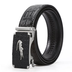 Men's Crocodile Print PU Leather Belt Automatic Buckle for Business
