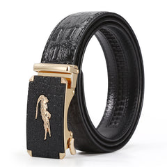 Men's Crocodile Print PU Leather Belt Automatic Buckle for Business