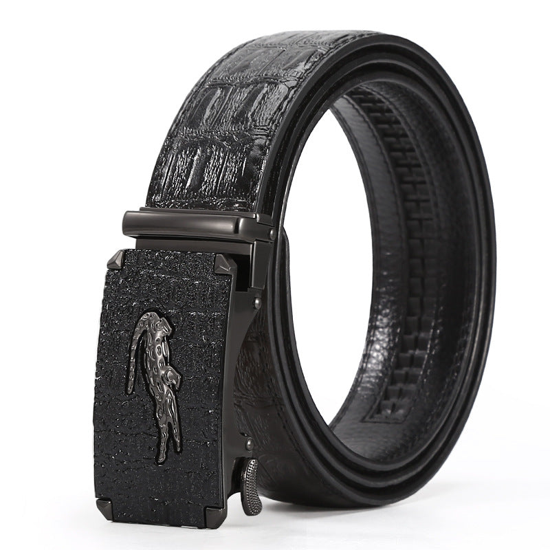 Men's Crocodile Print PU Leather Belt Automatic Buckle for Business