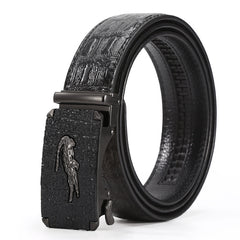 Men's Crocodile Print PU Leather Belt Automatic Buckle for Business
