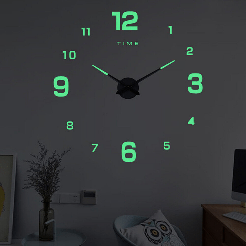 Large Frameless Wall Clock Sticker for Room Kitchen Glass Decoration DIY Scene