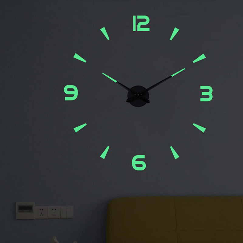 Large Frameless Wall Clock Sticker for Room Kitchen Glass Decoration DIY Scene