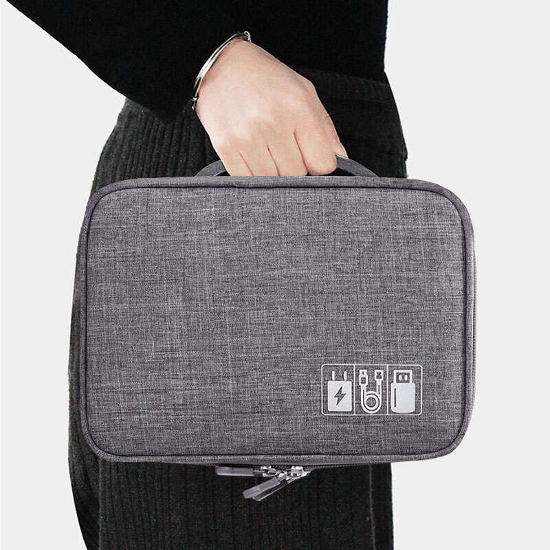 Portable Data Cable Storage Bag Zipper Organizer Handbag