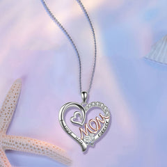 Heart Mom Pendant Necklace Holiday Gift