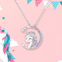 Crystal Birth Stone Unicorn Necklace for Girls - Birthday Party Gift
