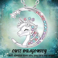 Crystal Birth Stone Unicorn Necklace for Girls - Birthday Party Gift