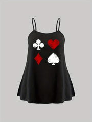 Women's Plus Poker Suits Print Cami Top