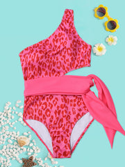 Toddler Girls Leopard One Shoulder Swimsuit