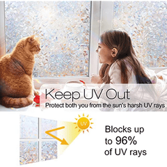 Privacy Rainbow Window Film Clings - Decorative 3D Vinyl Stained Glass Decals