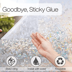 Privacy Rainbow Window Film Clings - Decorative 3D Vinyl Stained Glass Decals