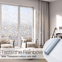Privacy Rainbow Window Film Clings - Decorative 3D Vinyl Stained Glass Decals