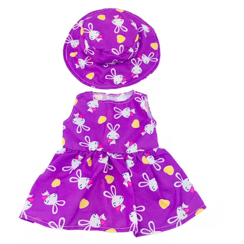 Rabbit Pattern Dress With Hats Doll Clothes