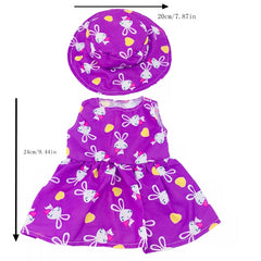 Rabbit Pattern Dress With Hats Doll Clothes