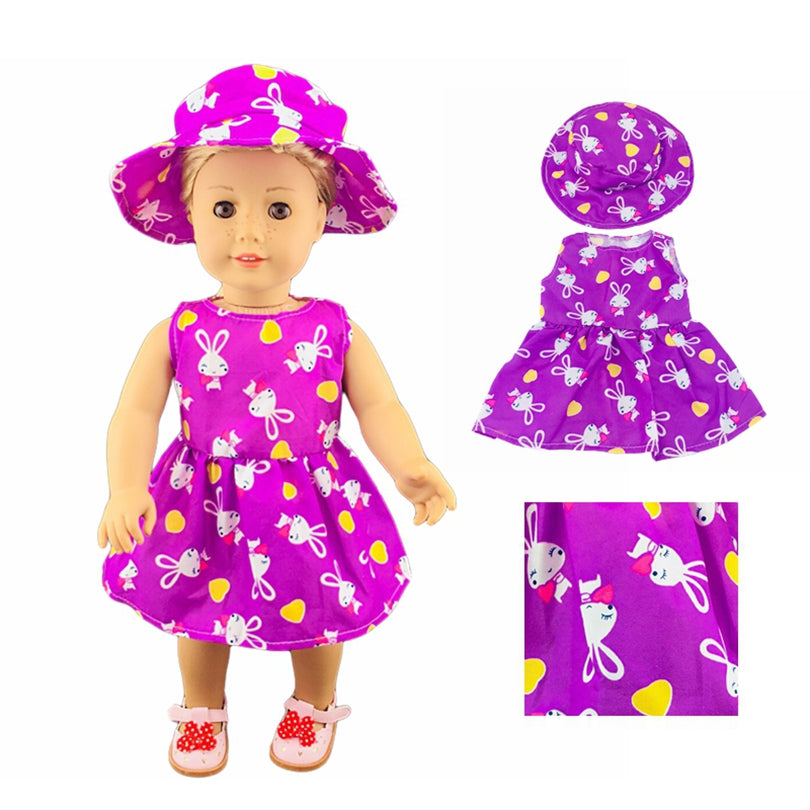 Rabbit Pattern Dress With Hats Doll Clothes