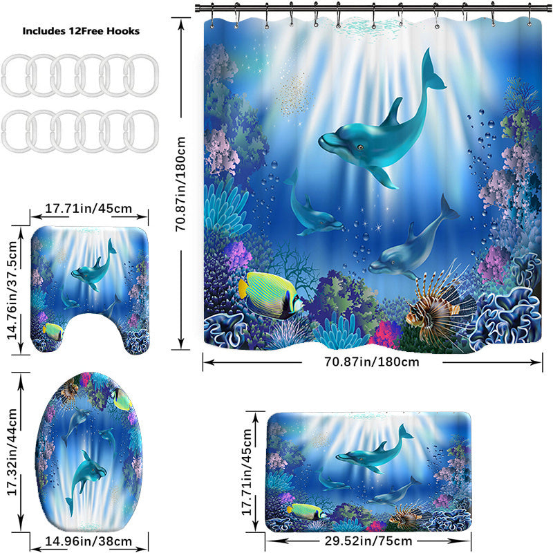 Sea World Dolphin Shower Curtain Bathroom Set