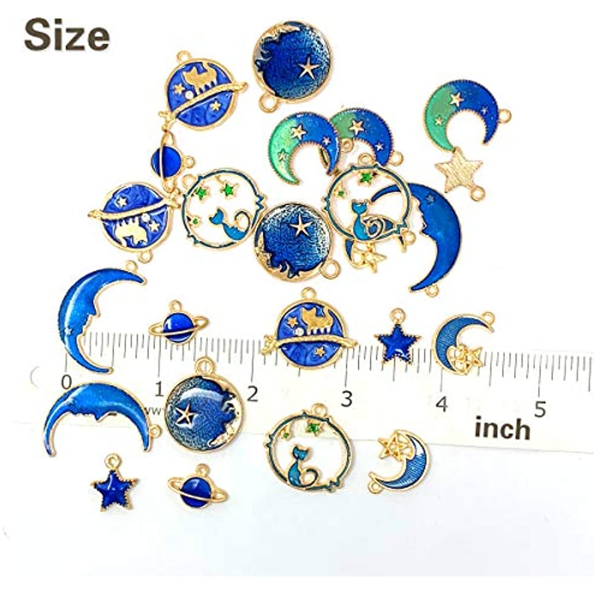 24 Pcs Moon Star Charm Pendant for DIY Jewelry Making