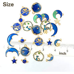 24 Pcs Moon Star Charm Pendant for DIY Jewelry Making