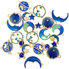24 Pcs Moon Star Charm Pendant for DIY Jewelry Making