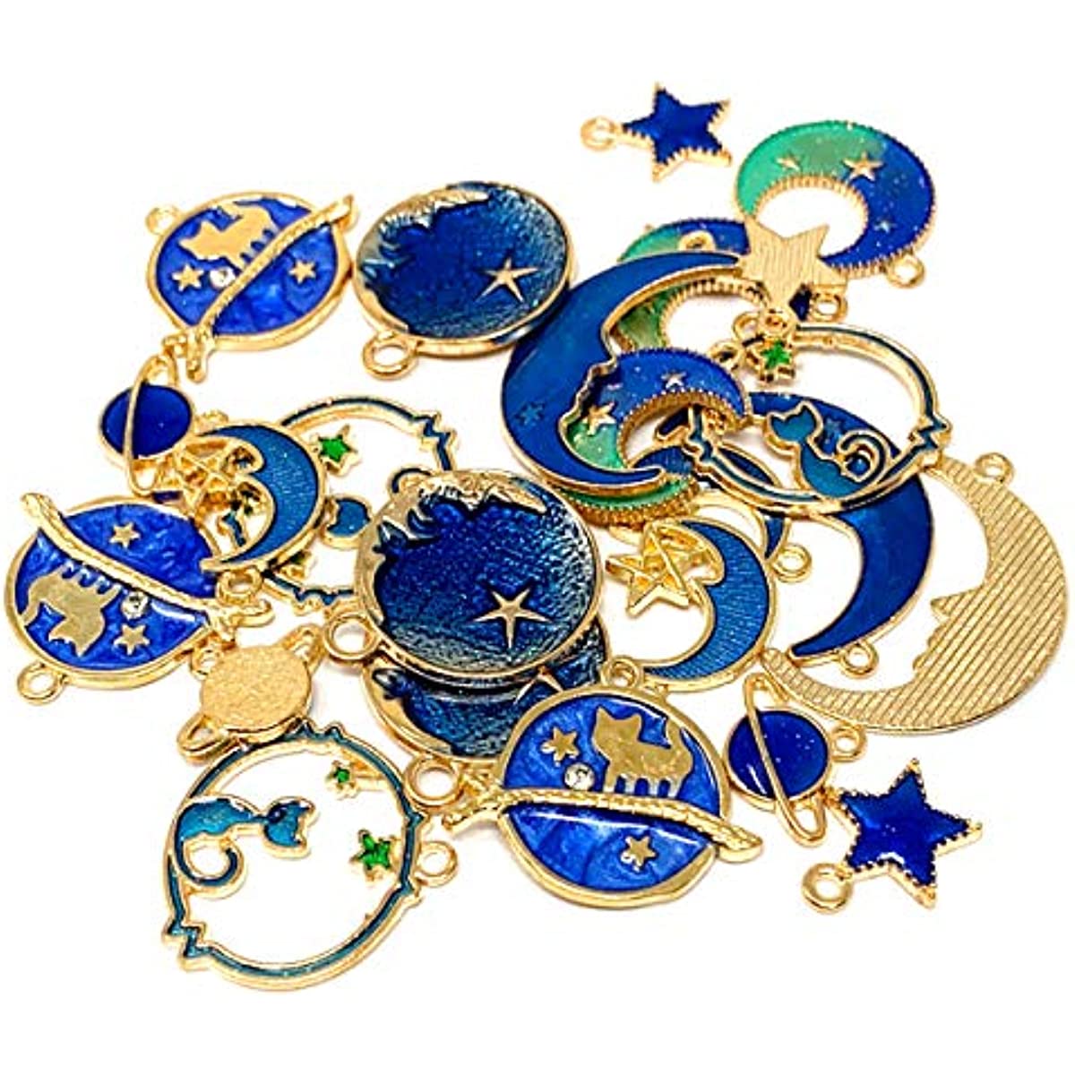 24 Pcs Moon Star Charm Pendant for DIY Jewelry Making
