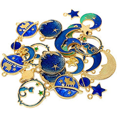 24 Pcs Moon Star Charm Pendant for DIY Jewelry Making