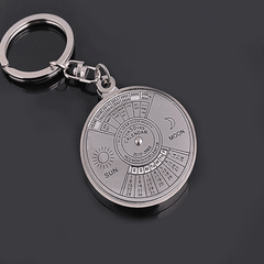 Vintage Car Perpetual Calendar Keychain Silvery Alloy Pendant