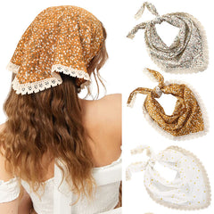 Flower Printing Hair Scarf Hairband Elastic Triangle Bandana Kerchief