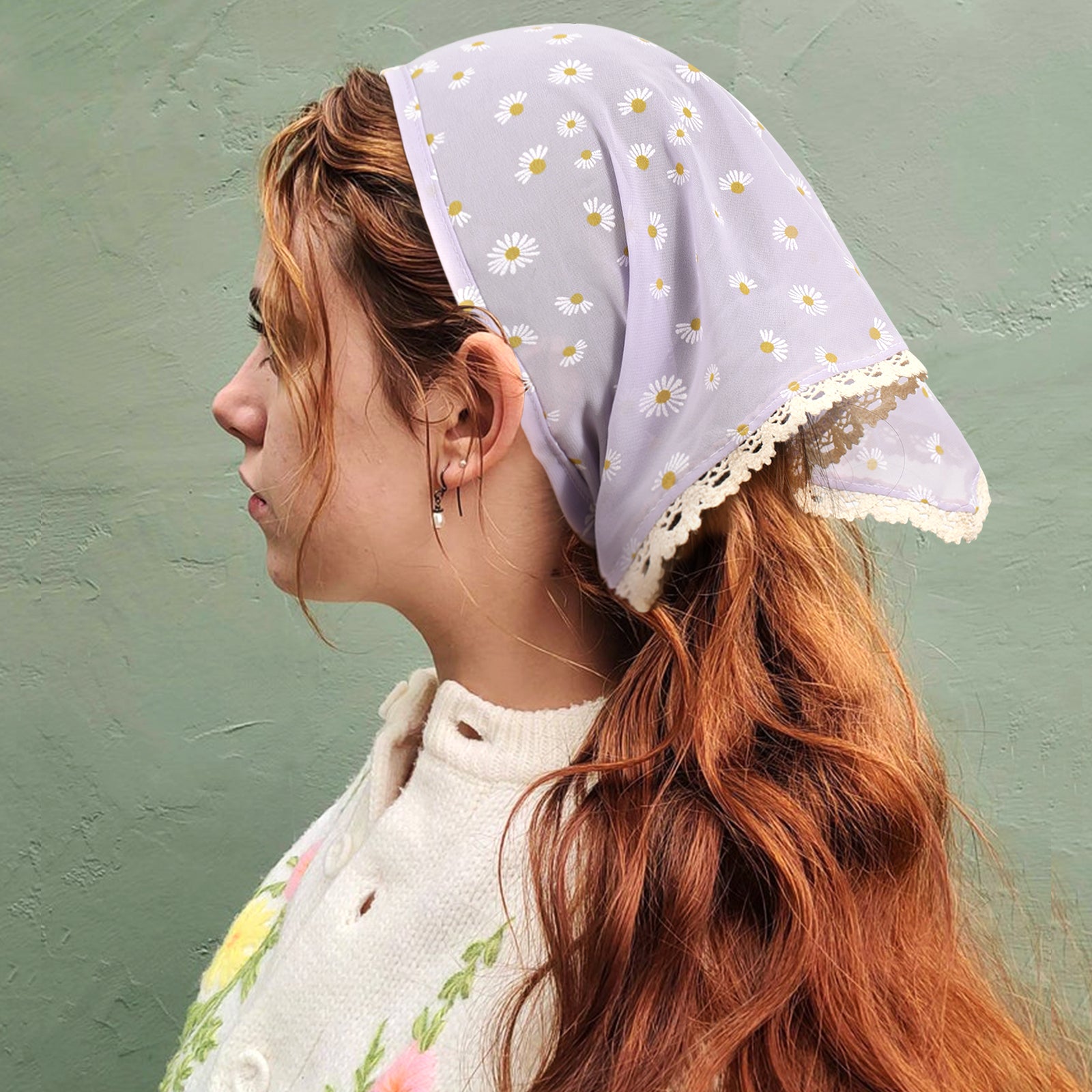 Flower Printing Hair Scarf Hairband Elastic Triangle Bandana Kerchief