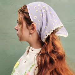 Flower Printing Hair Scarf Hairband Elastic Triangle Bandana Kerchief