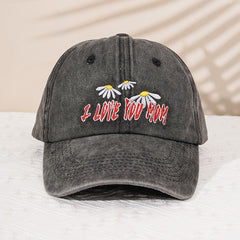Letter Embroidery Baseball Cap Washed Cotton Cap Retro Peaked Sun Hat