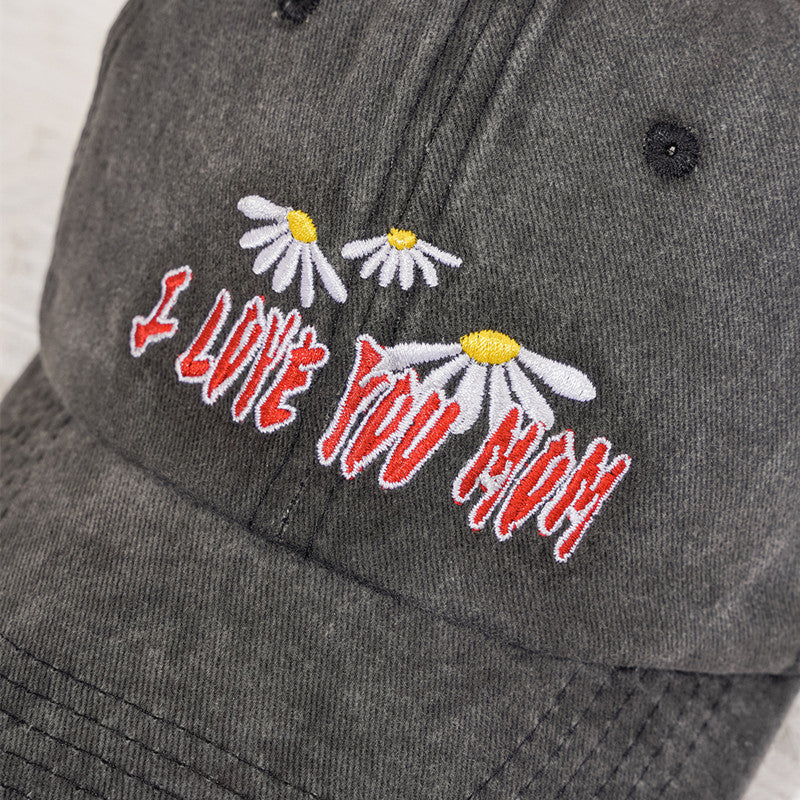 Letter Embroidery Baseball Cap Washed Cotton Cap Retro Peaked Sun Hat