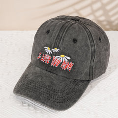 Letter Embroidery Baseball Cap Washed Cotton Cap Retro Peaked Sun Hat