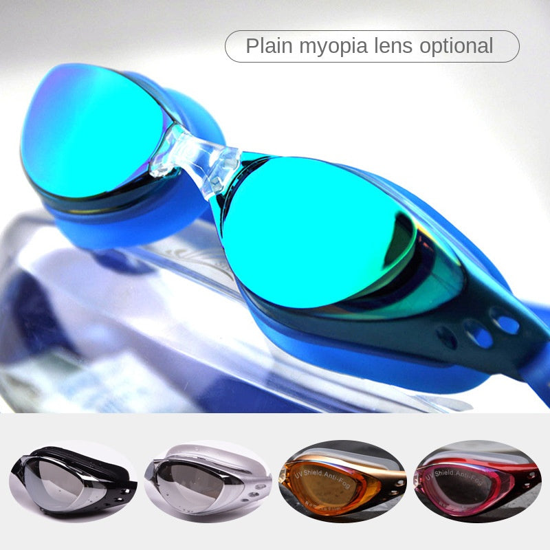Waterproof Anti fog Swimming Goggles Unisex Large Frame Adjustable Glasses