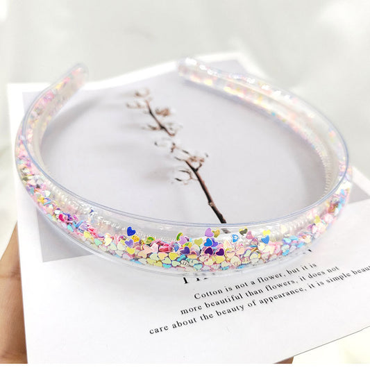 Clear Frame Headband Block Bead Decor Hair Hoop Plastic Hair Accessory