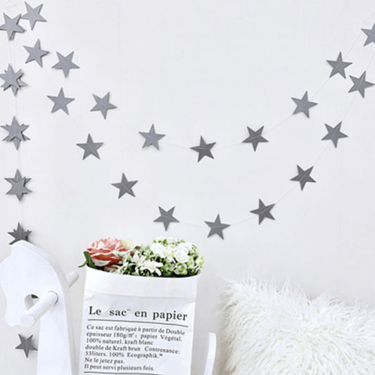 4M Rose & Silvery Golden Star Pull Flag Streamer, Bright Face Pull F