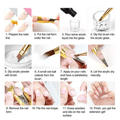 23-in-1 Acrylic Nail Kit: Glitter & Clear Pink Acrylic Powder, Manicure Tools