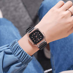 Girls Square Silicone Strap Quartz Watch Gift For Children Kids Accessories