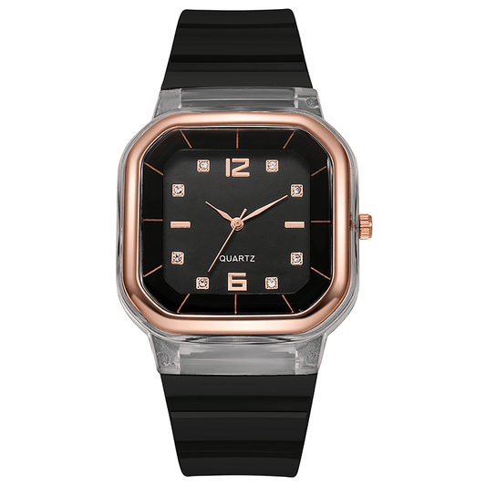 Girls Square Silicone Strap Quartz Watch Gift For Children Kids Accessories