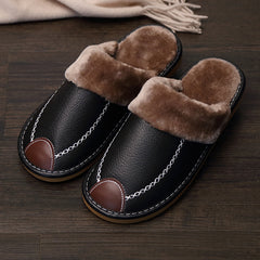 Men's Cozy Fleece Slides Soft Slippers Plush Winter Shoes