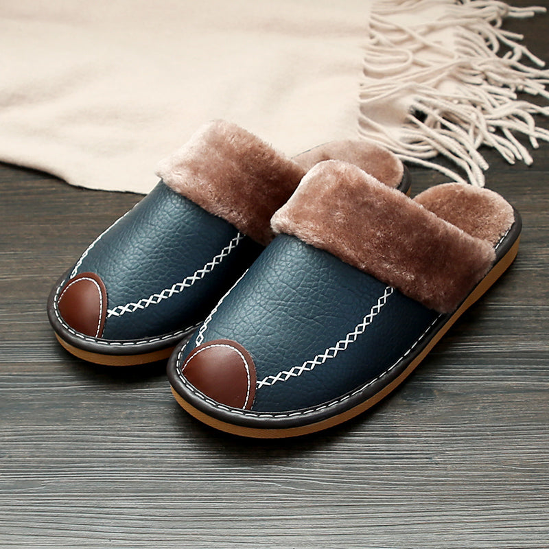 Men's Cozy Fleece Slides Soft Slippers Plush Winter Shoes