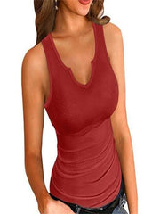 Split Crew Neck Tank Top for Women