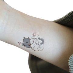 Anime Temporary Tattoos Grey Cat Tattoo Waterproof Sticker