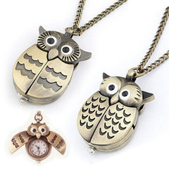 Mini Owl Pocket Watch Necklace Kids Waterproof Creative Gift