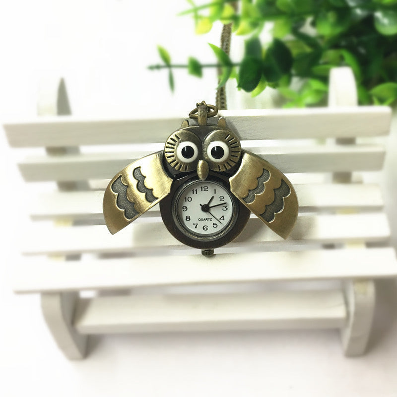 Mini Owl Pocket Watch Necklace Kids Waterproof Creative Gift